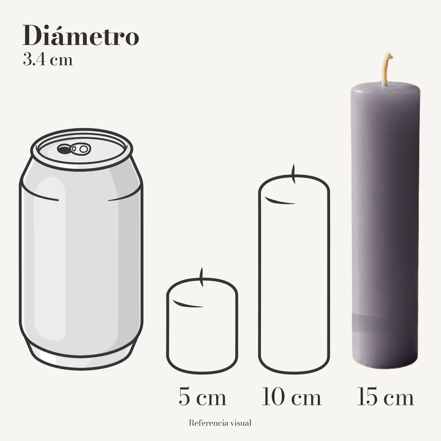 Cirio gris 3.4 cm diámetro - La Vela Amaltea