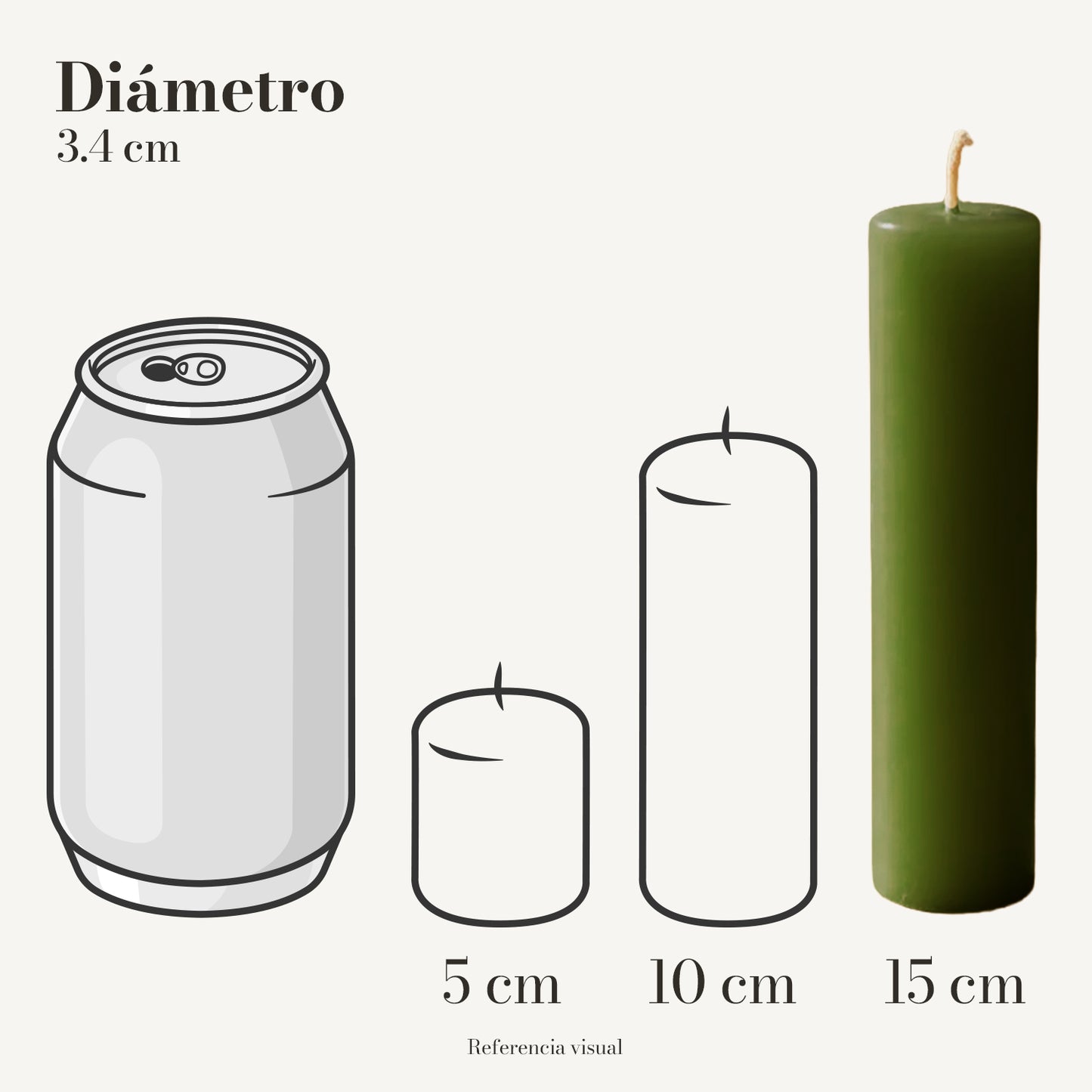 Cirio verde pino 3.4 cm diámetro - La Vela Amaltea