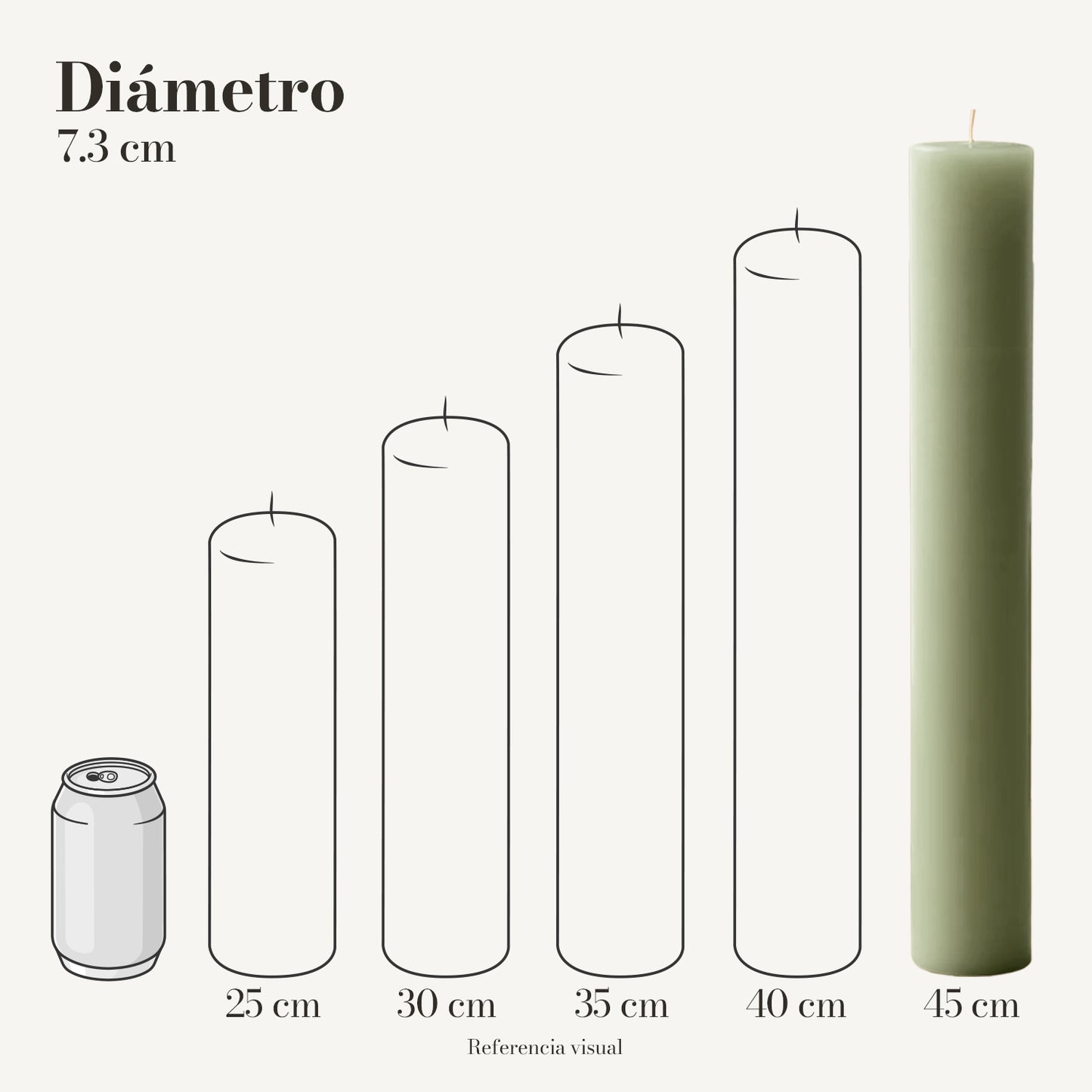 Cirio pistache 7.3 cm diámetro - La Vela Amaltea