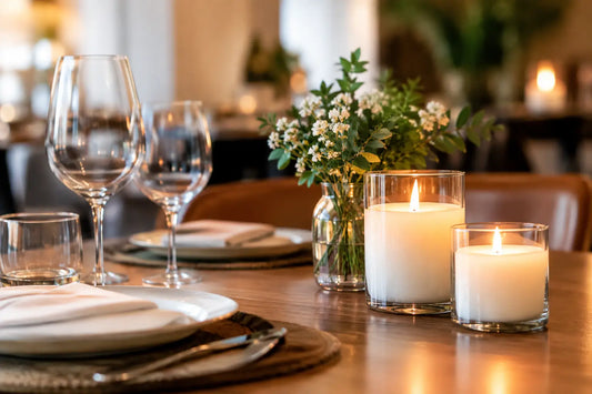 Caso restaurante con velas duraderas que funcionan