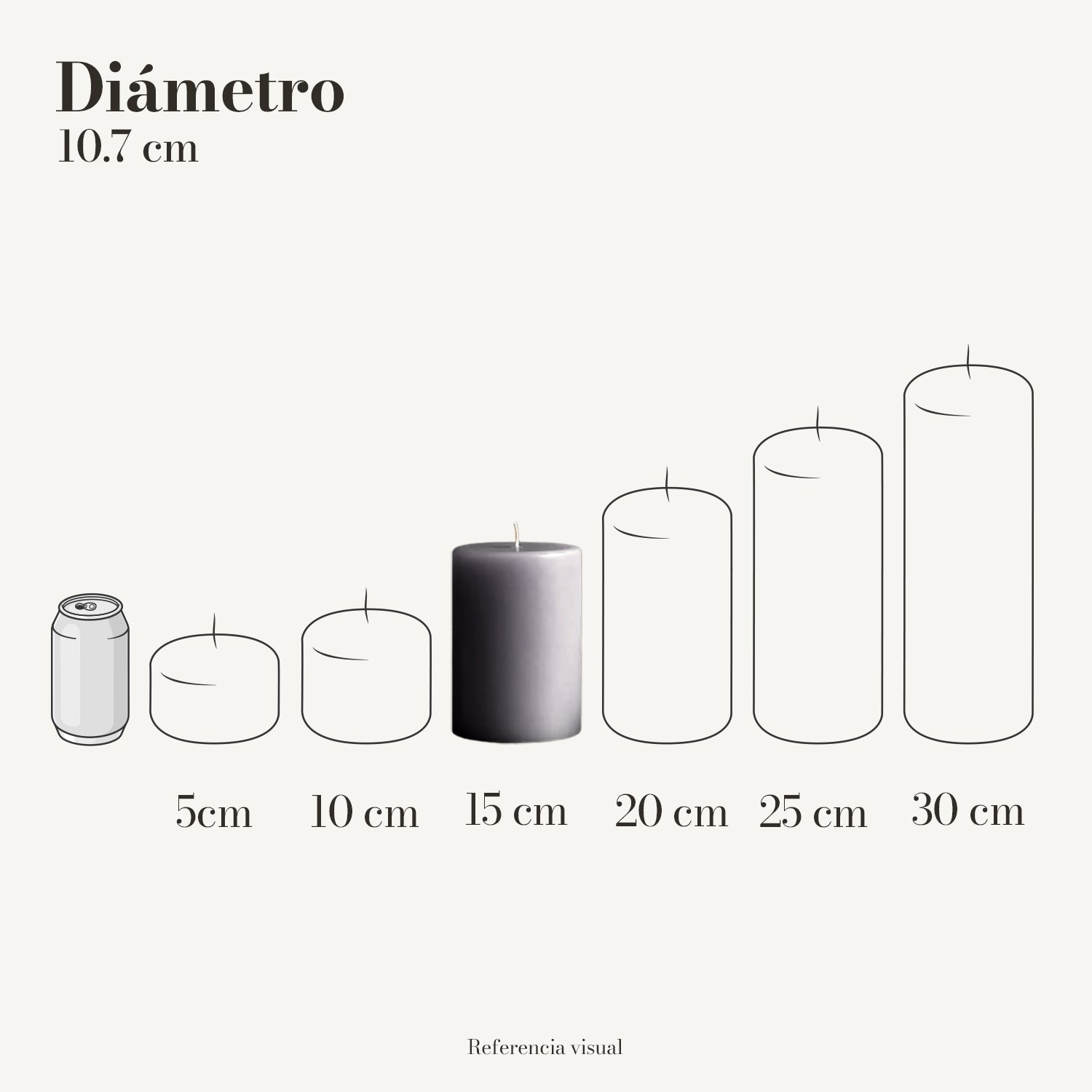 Cirio Gris 10.7 cm 15 cm