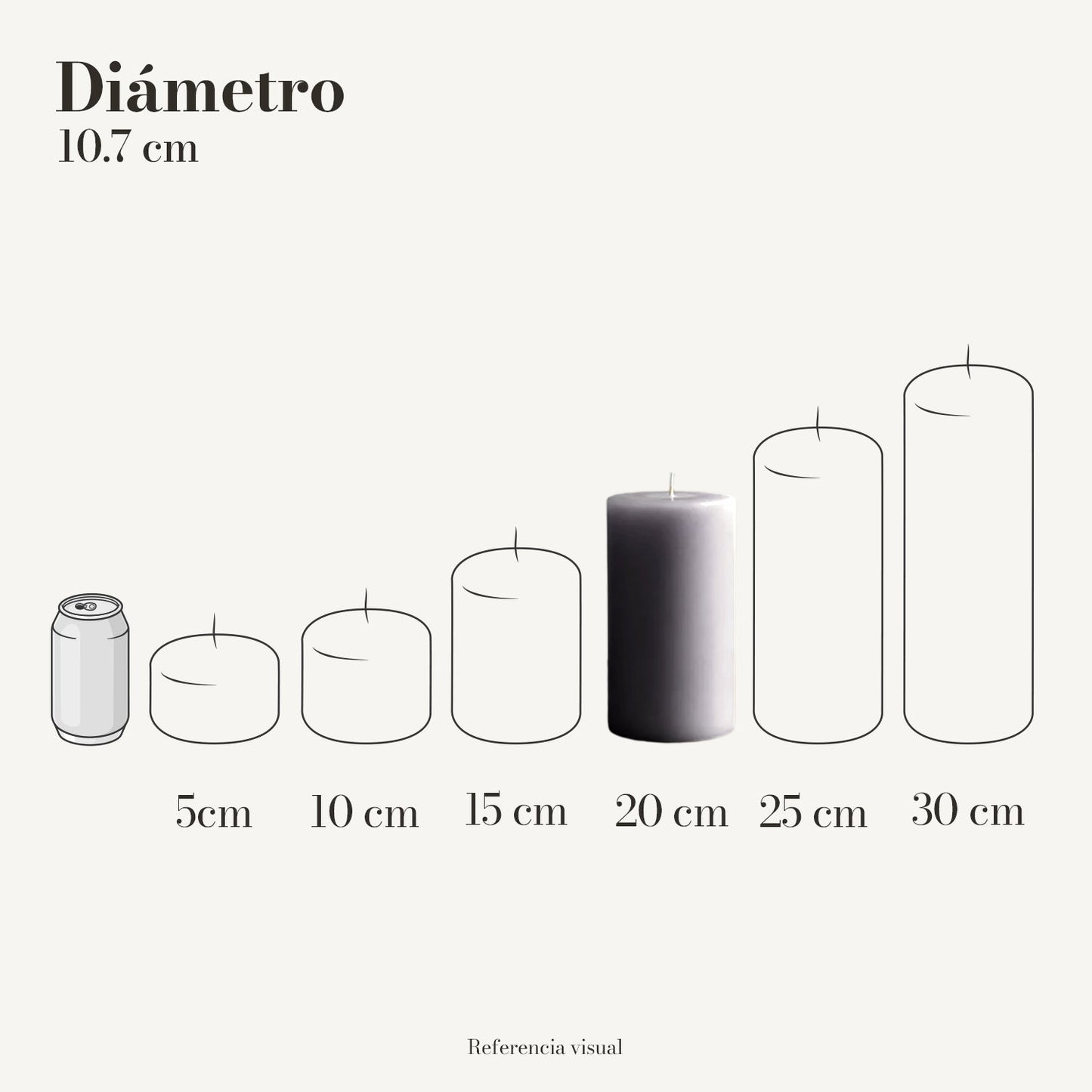 Cirio Gris 10.7 cm 20 cm