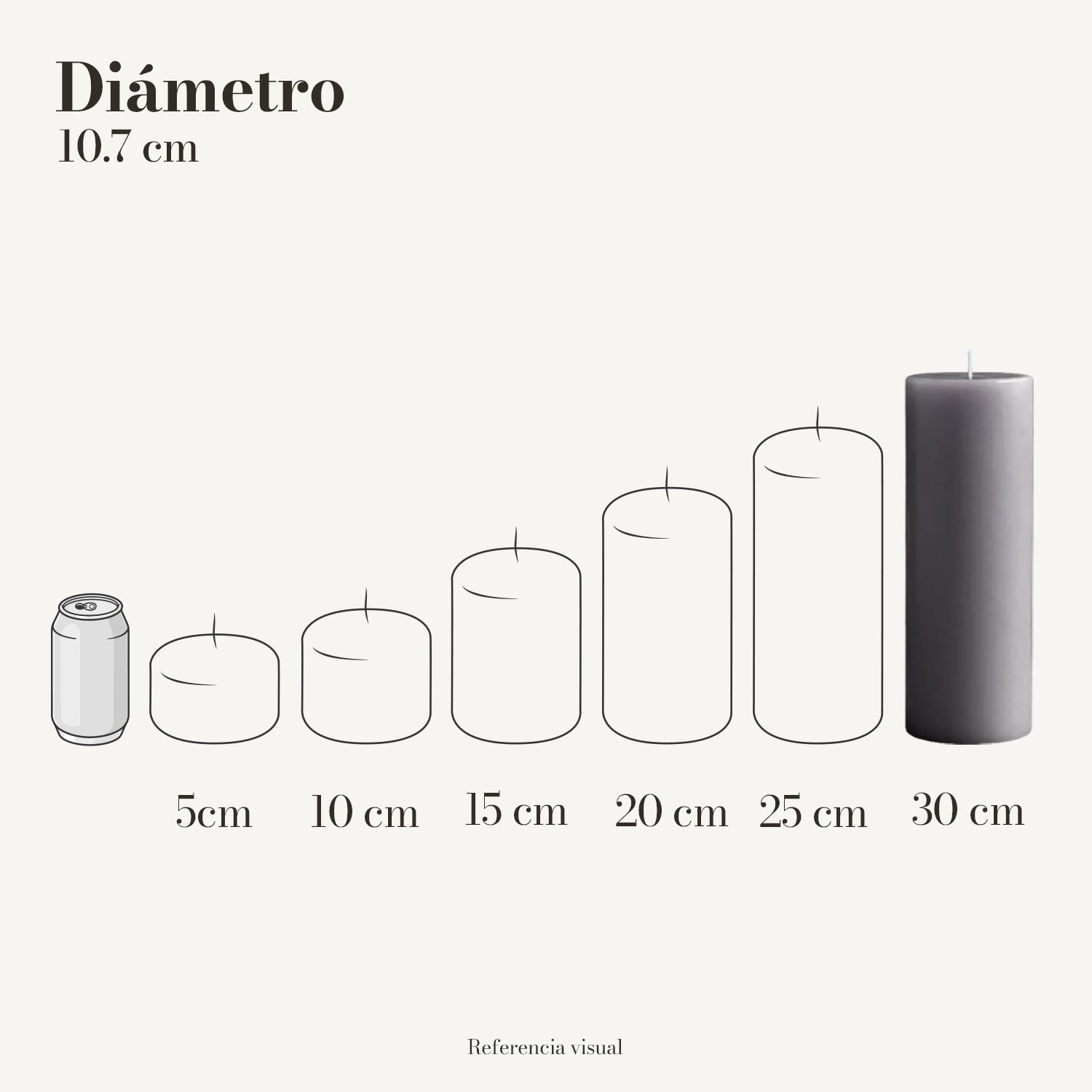 Cirio Gris 10.7 cm 30 cm