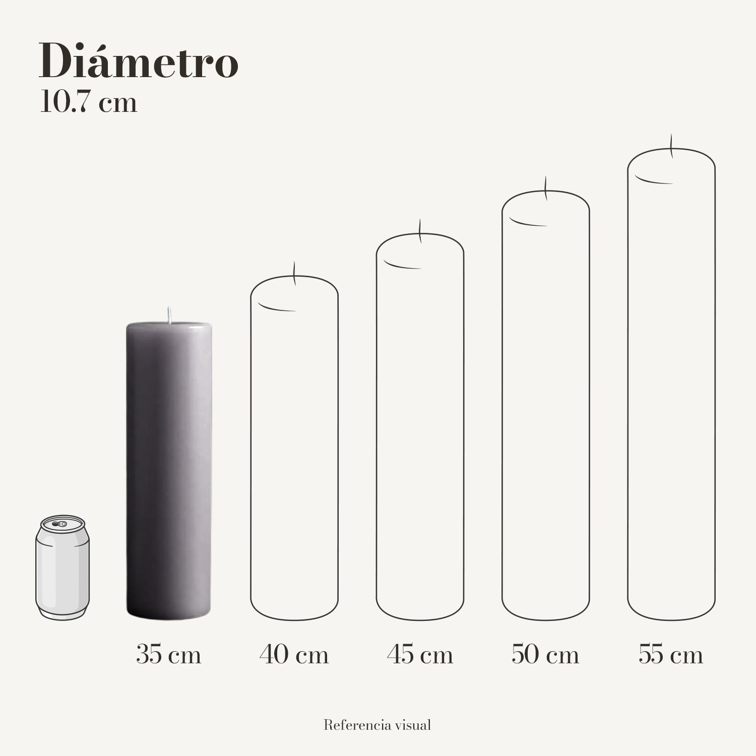 Cirio Gris 10.7 cm 35 cm