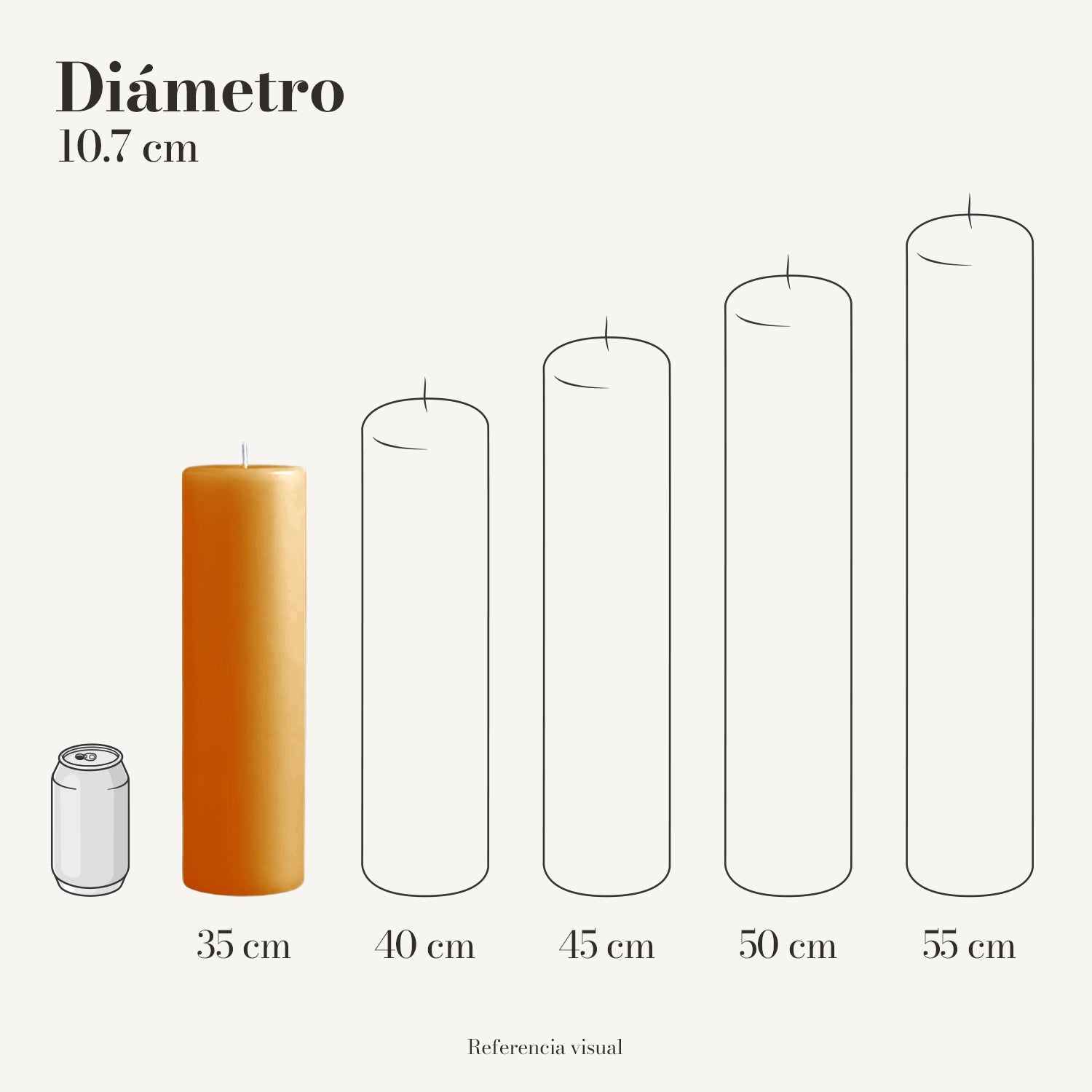 Cirio Naranja 10.7 cm 35 cm