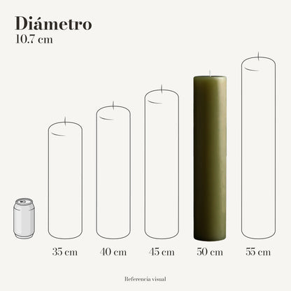 Cirio verde olivo 10.7 cm diámetro - La Vela Amaltea