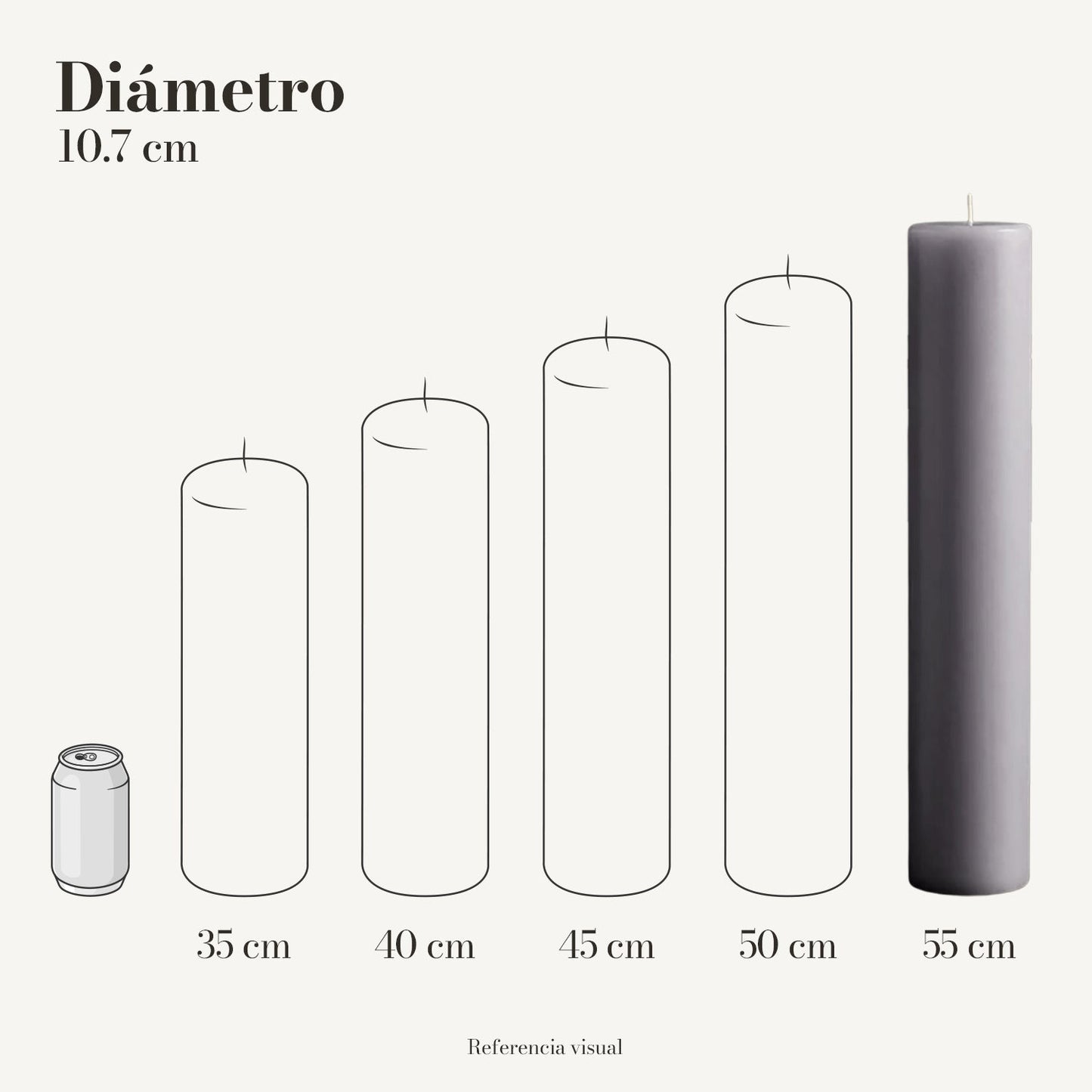 Cirio Gris 10.7 cm 55 cm