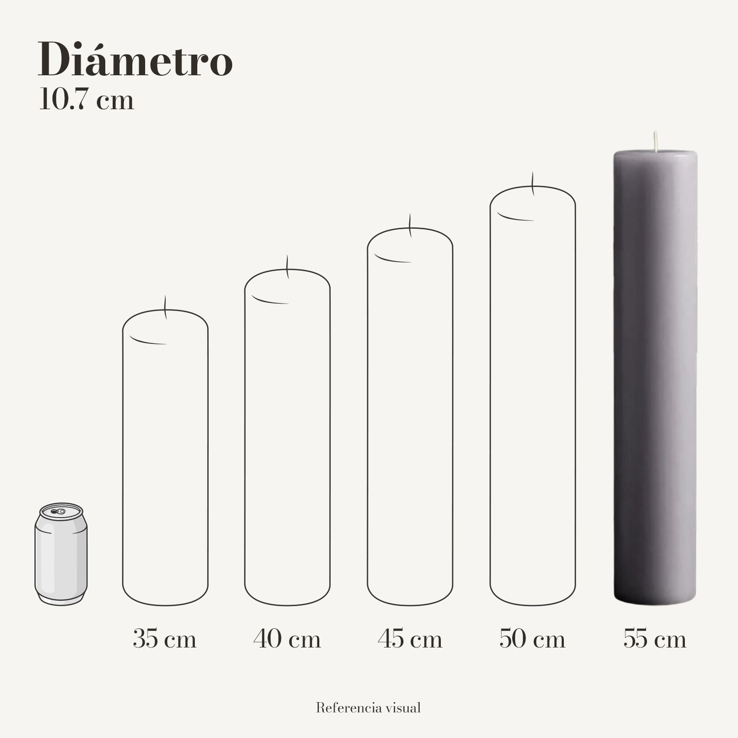 Cirio Gris 10.7 cm 55 cm