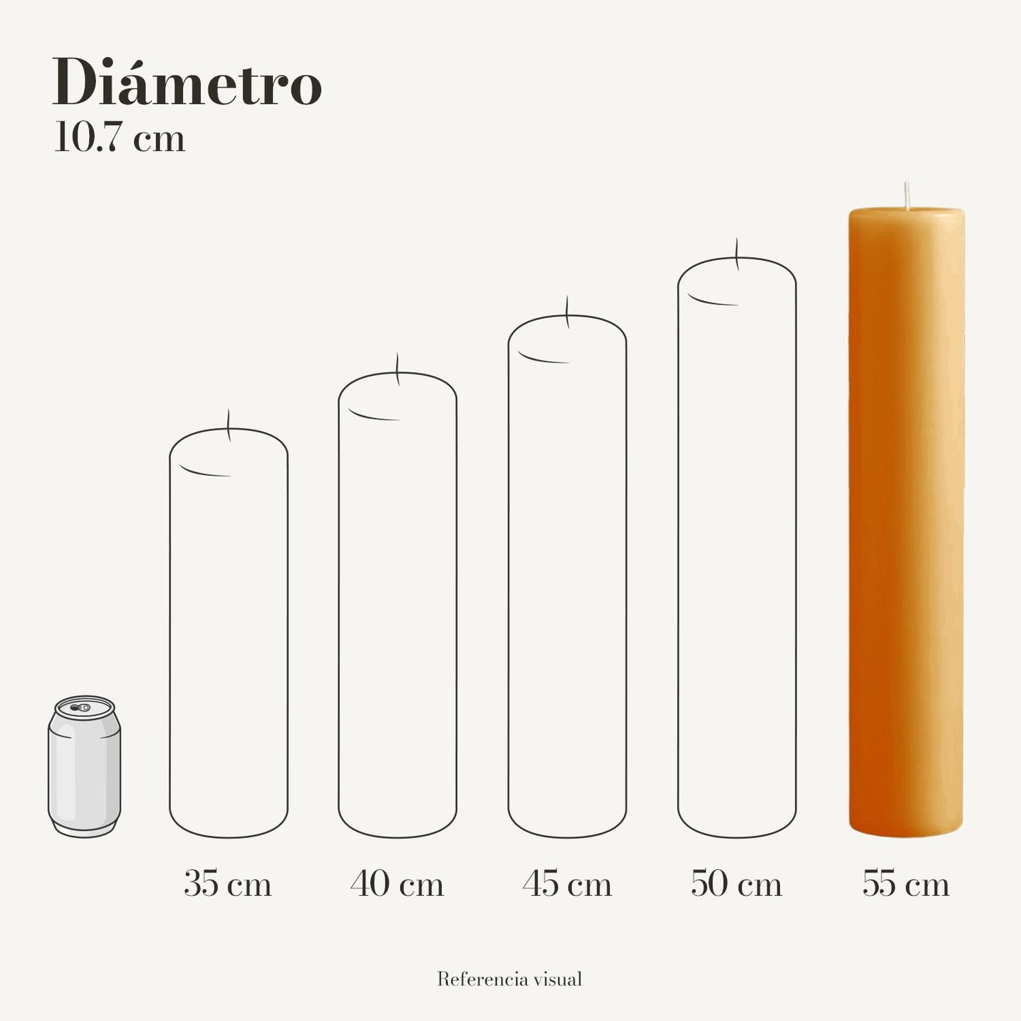 Cirio Naranja 10.7 cm 55 cm