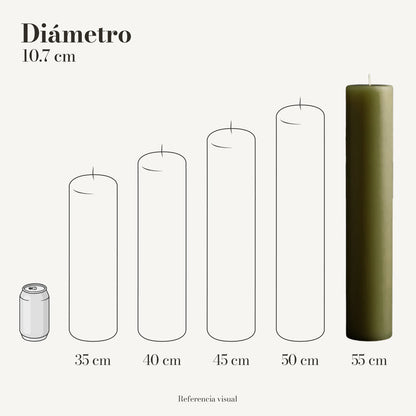 Cirio verde olivo 10.7 cm diámetro - La Vela Amaltea