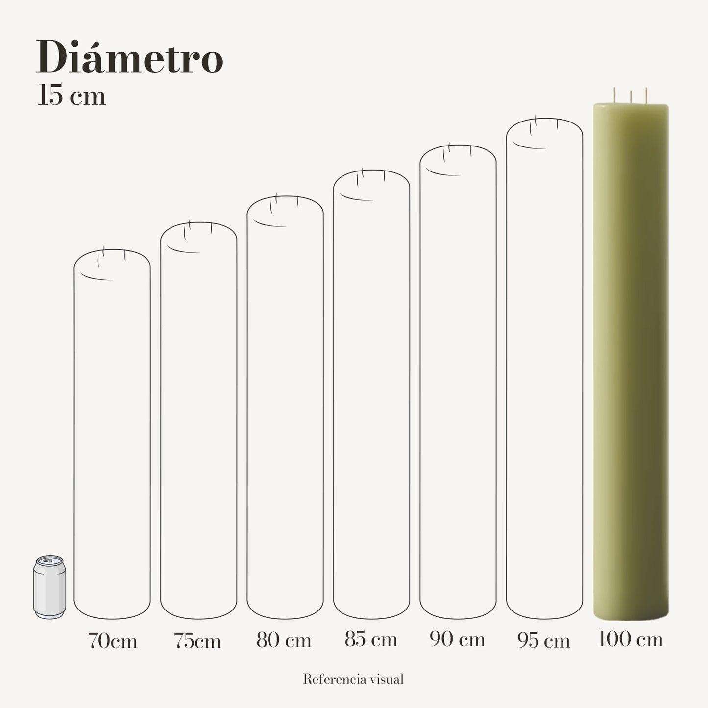 Cirio verde limón 15 cm diámetro - La Vela Amaltea