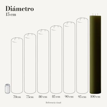 Cirio verde olivo 15 cm diámetro - La Vela Amaltea