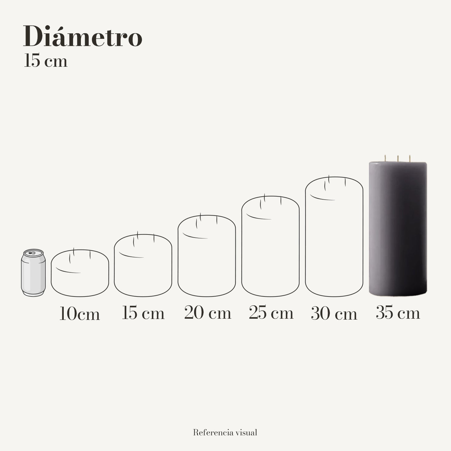 Cirio gris 15 cm diámetro - La Vela Amaltea