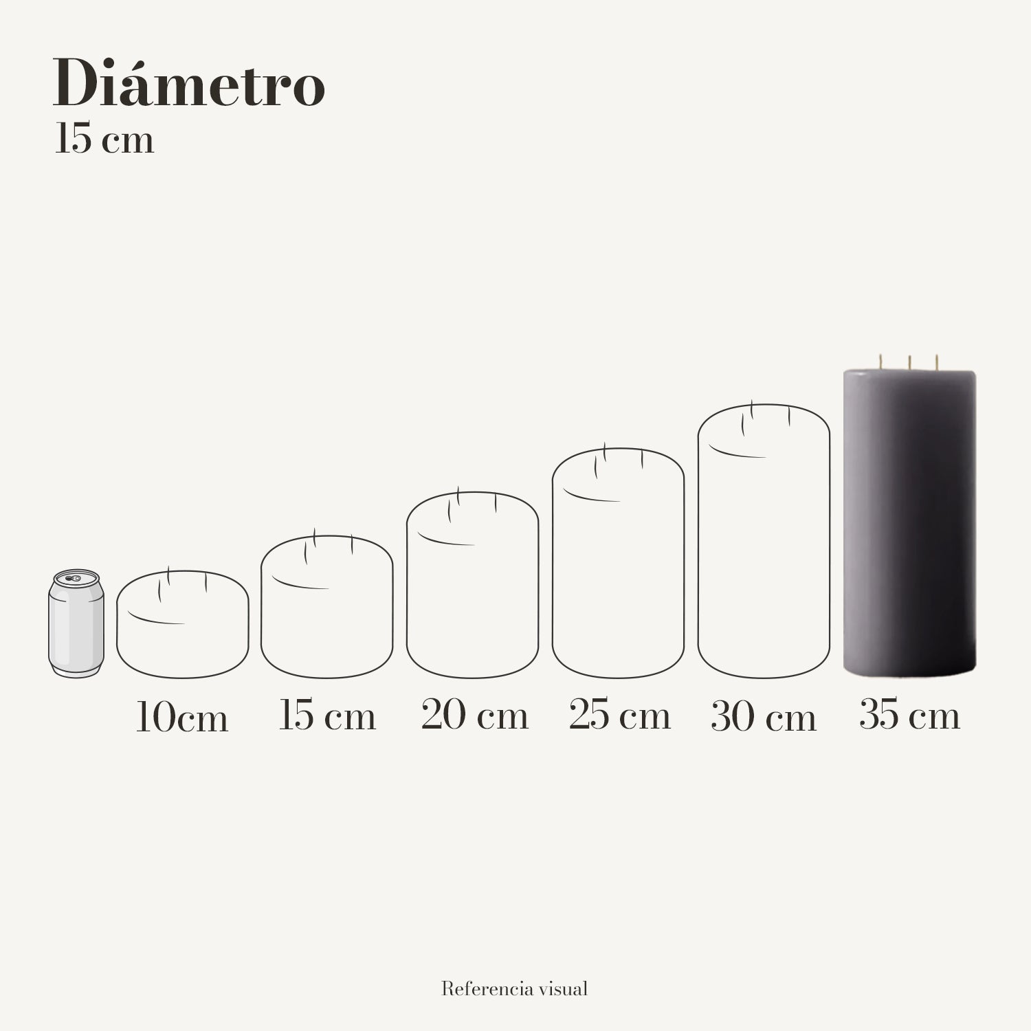 Cirio gris 15 cm diámetro - La Vela Amaltea