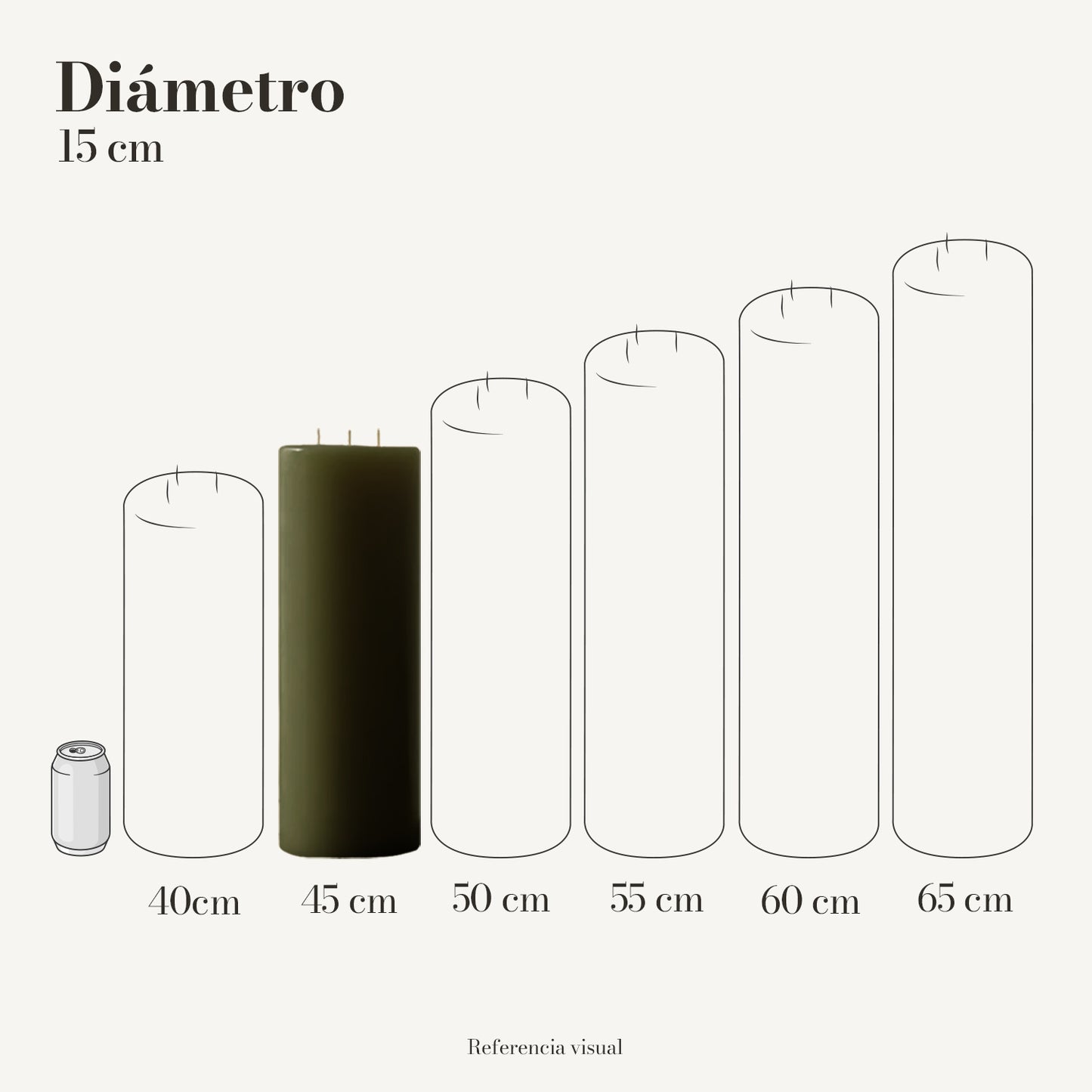 Cirio verde olivo 15 cm diámetro - La Vela Amaltea