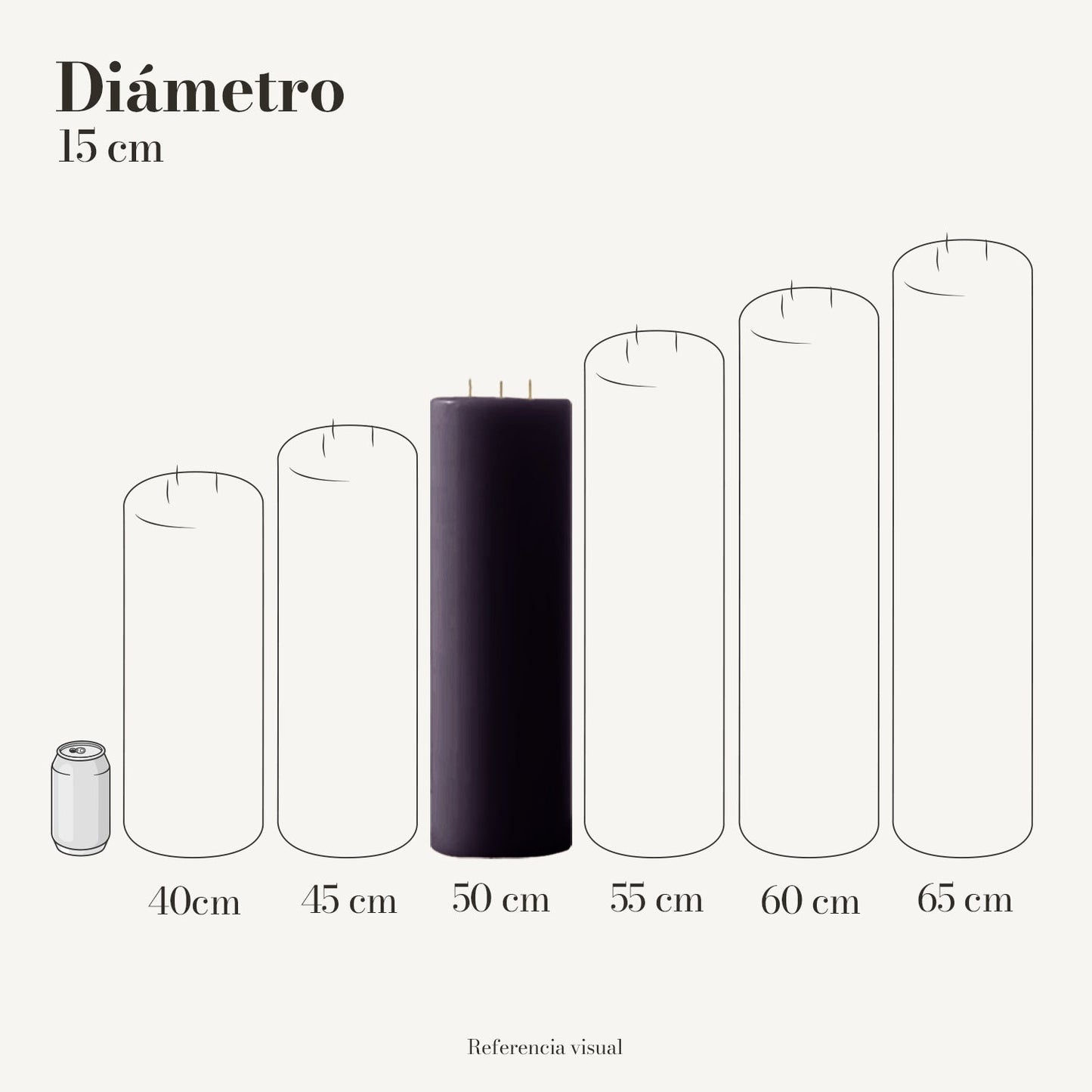 Cirio Morado Oscuro 15 cm 50 cm
