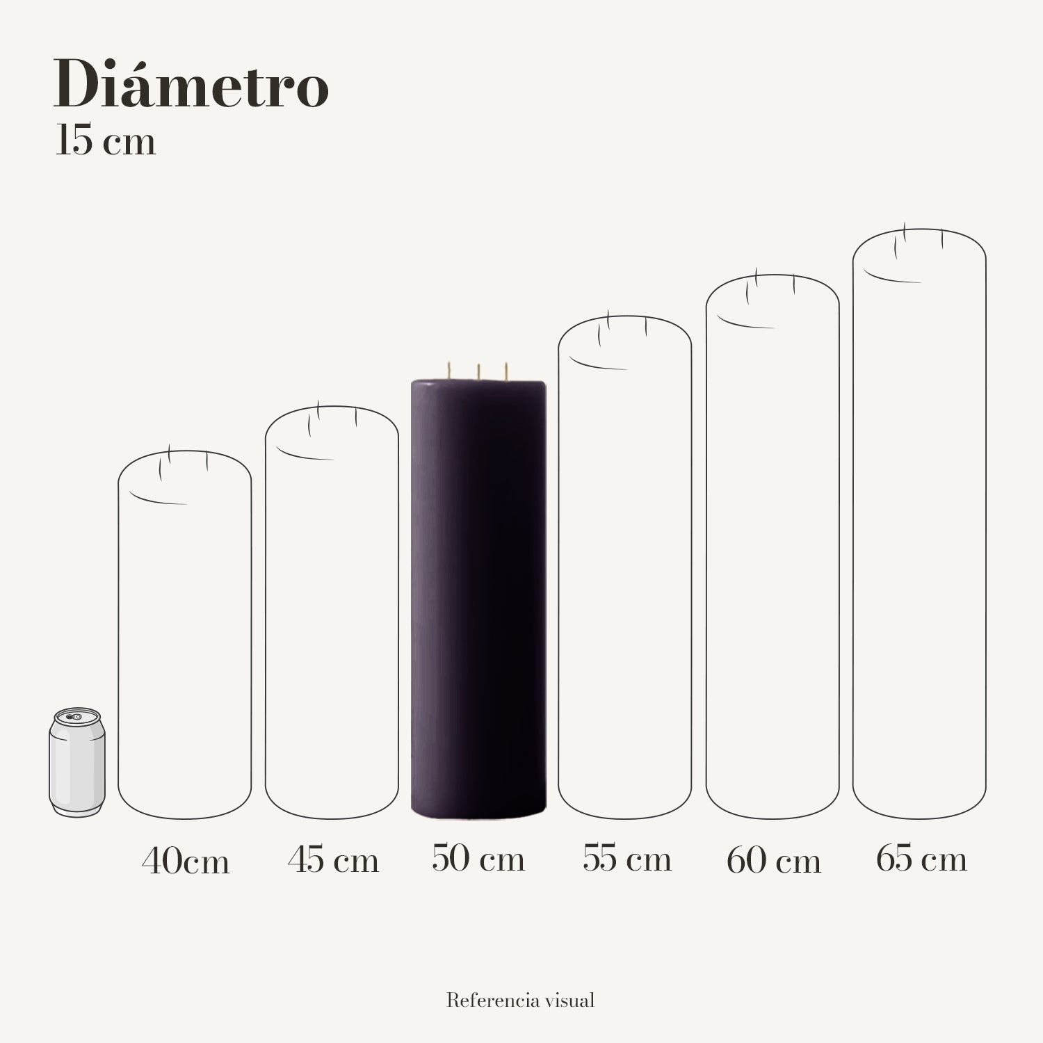 Cirio Morado Oscuro 15 cm 50 cm