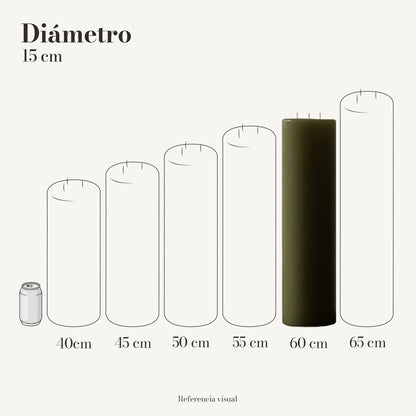 Cirio verde olivo 15 cm diámetro - La Vela Amaltea