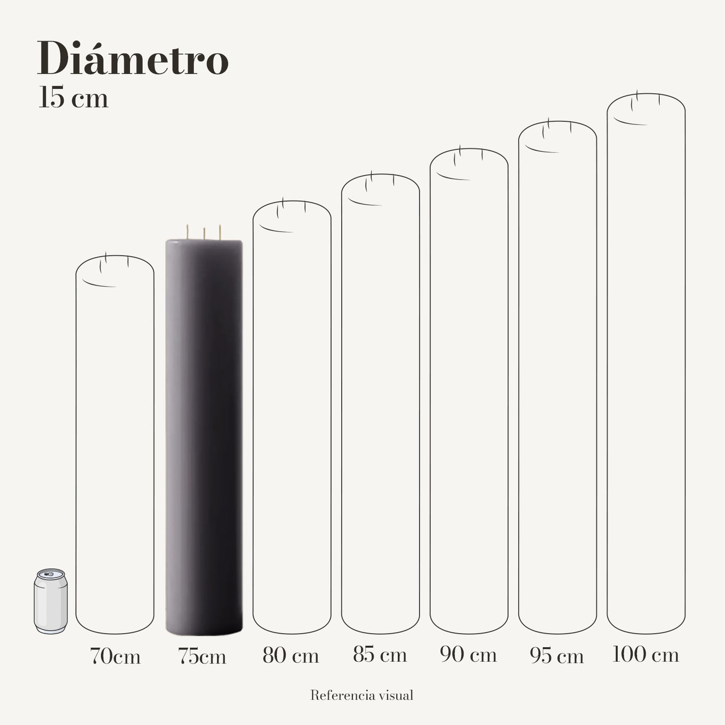 Cirio gris 15 cm diámetro - La Vela Amaltea