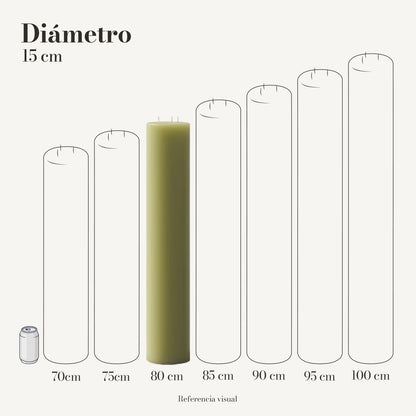 Cirio verde limón 15 cm diámetro - La Vela Amaltea
