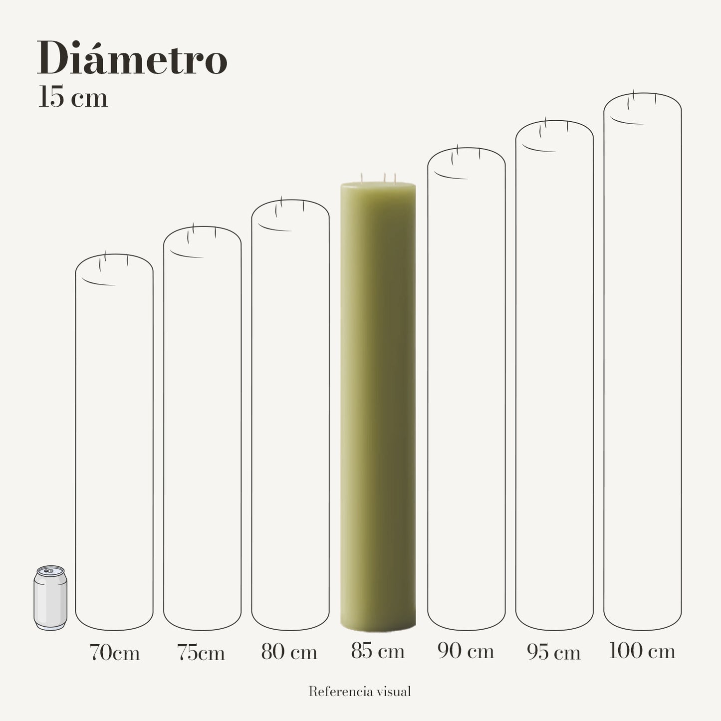 Cirio verde limón 15 cm diámetro - La Vela Amaltea