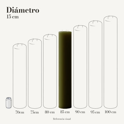 Cirio verde olivo 15 cm diámetro - La Vela Amaltea