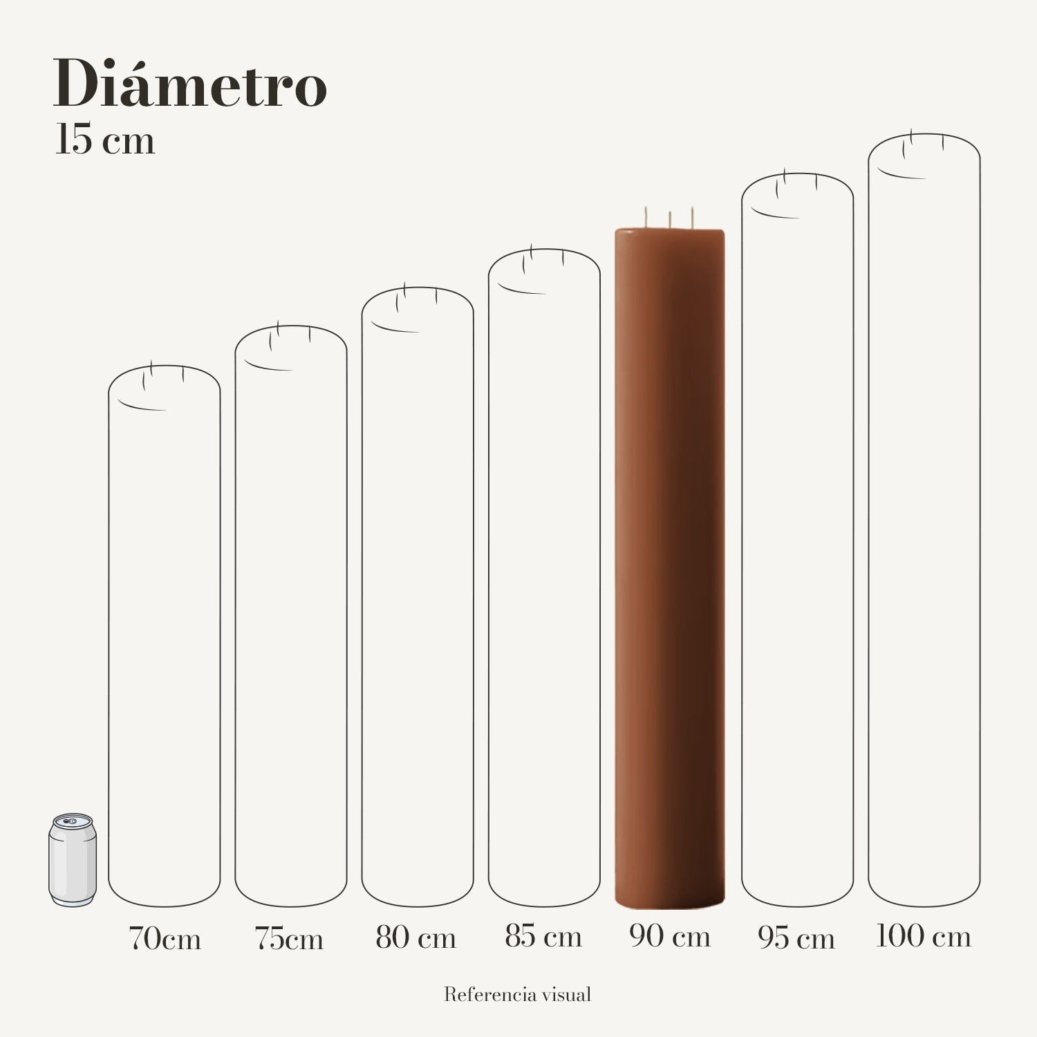 Cirio Café Claro 15 cm 90 cm