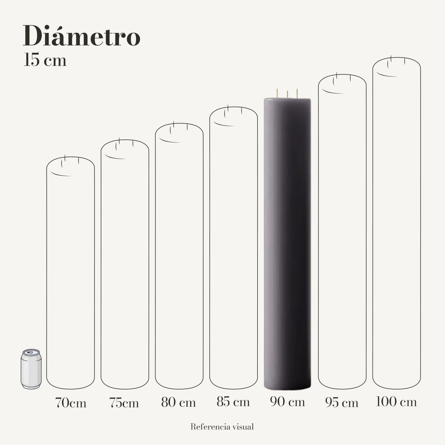 Cirio Gris 15 cm 90 cm