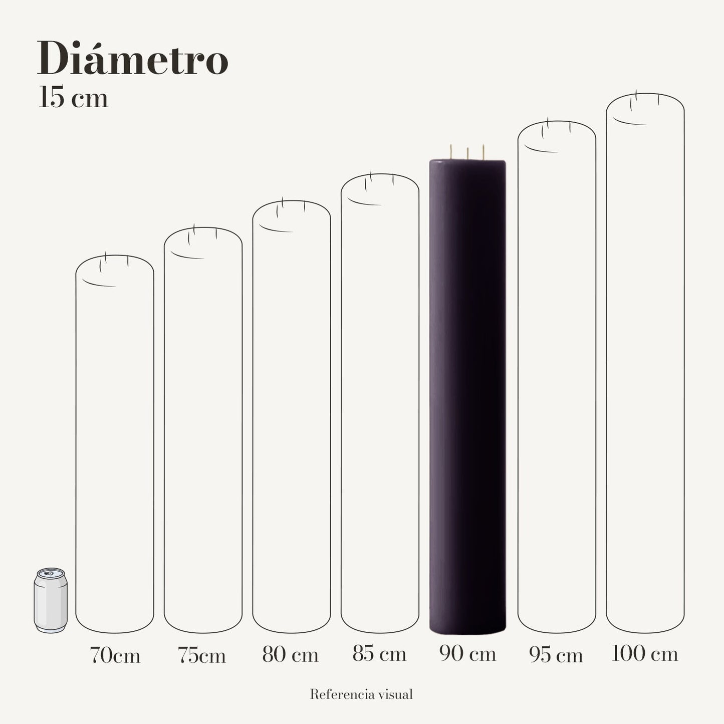Cirio Morado Oscuro 15 cm 90 cm