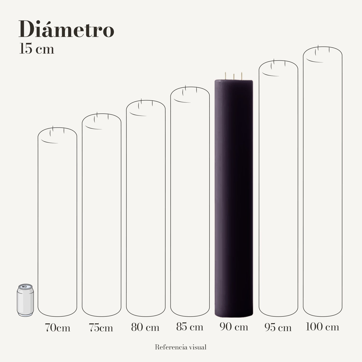 Cirio Morado Oscuro 15 cm 90 cm