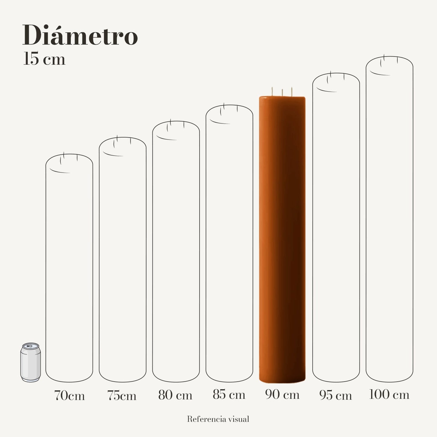 Cirio Naranja Ocre 15 cm 90 cm