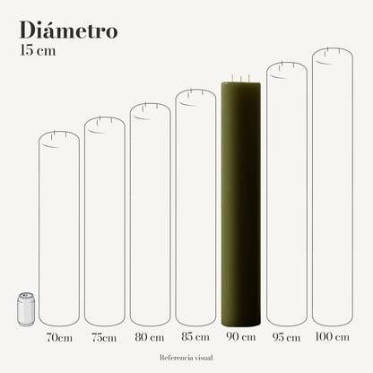 Cirio Verde Olivo 15 cm 90 cm