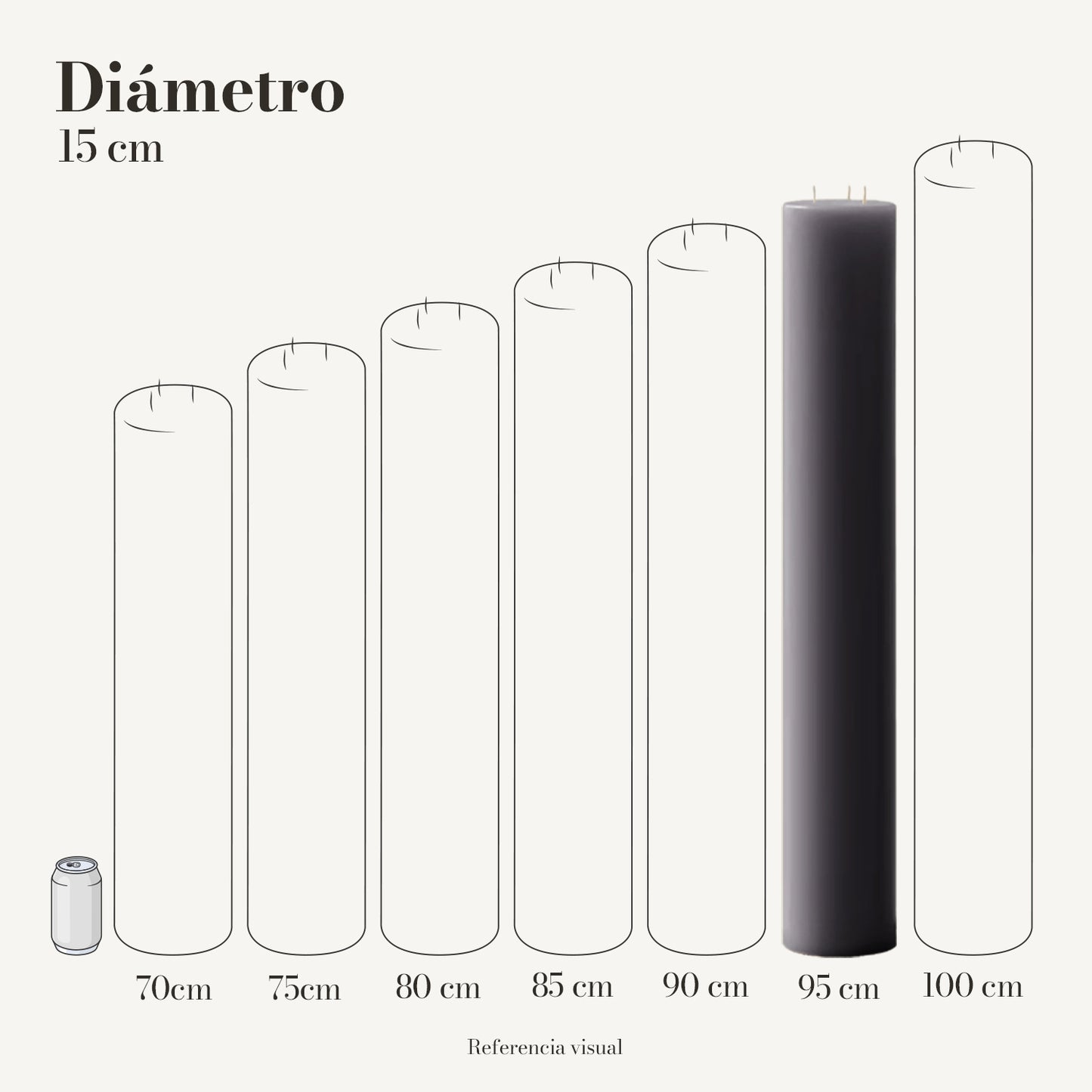Cirio gris 15 cm diámetro - La Vela Amaltea