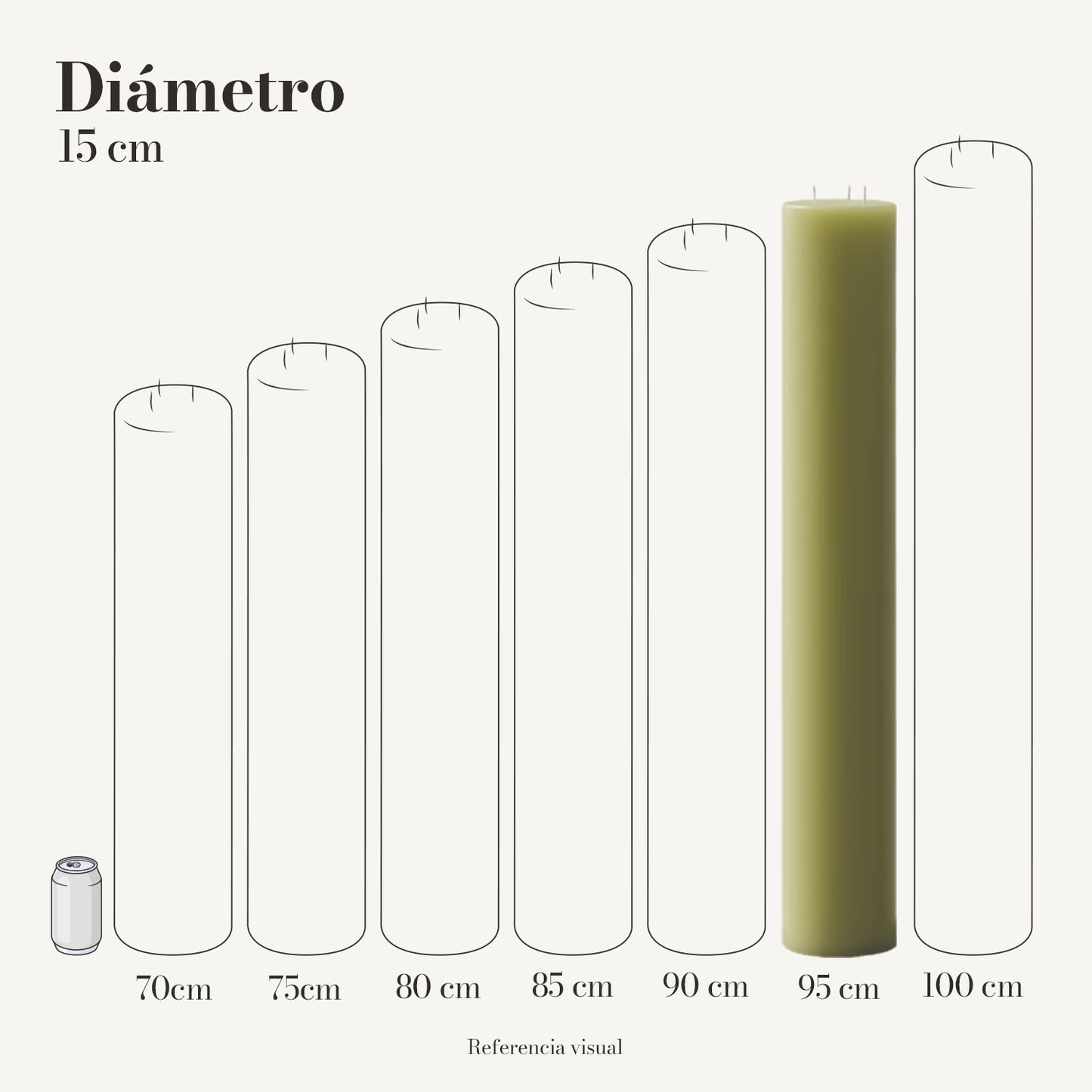 Cirio verde limón 15 cm diámetro - La Vela Amaltea