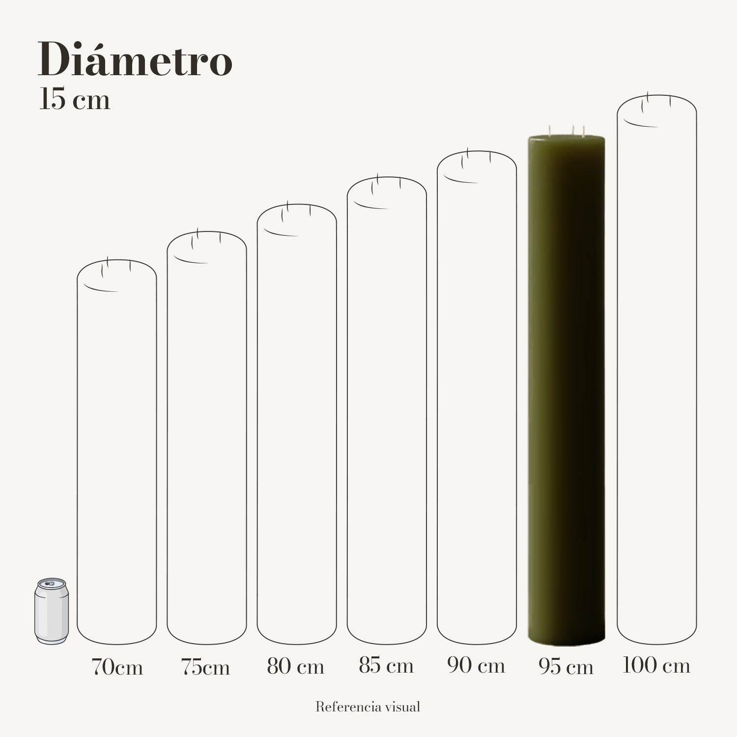 Cirio verde olivo 15 cm diámetro - La Vela Amaltea