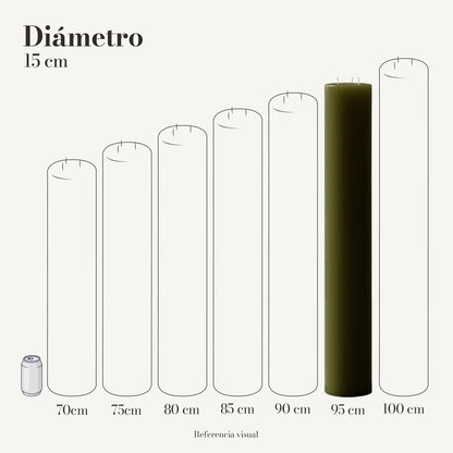Cirio verde olivo 15 cm diámetro - La Vela Amaltea