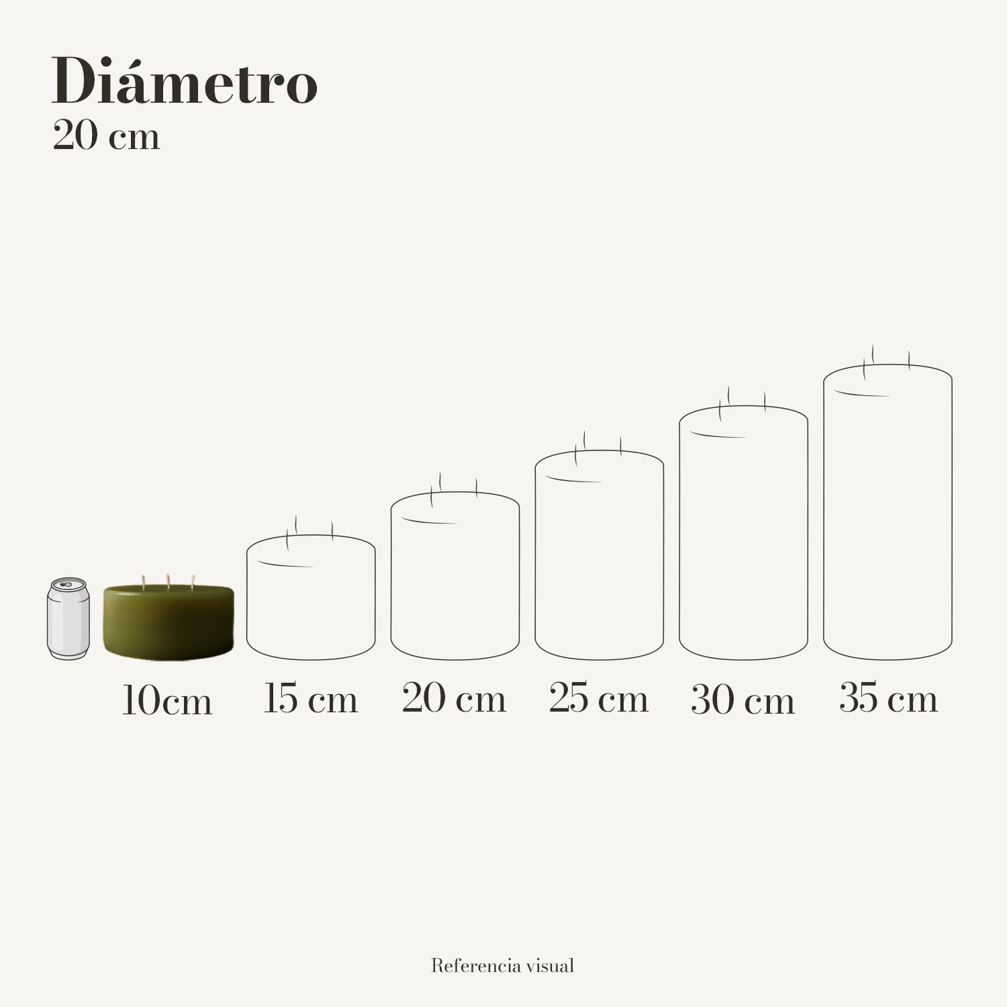 Cirio verde olivo 20.5 cm diámetro - La Vela Amaltea