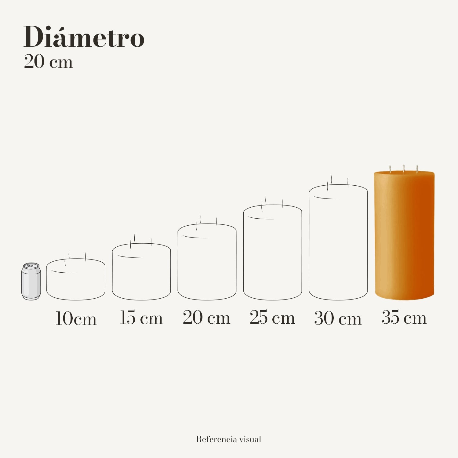 Cirio Naranja 20.5 cm 35 cm