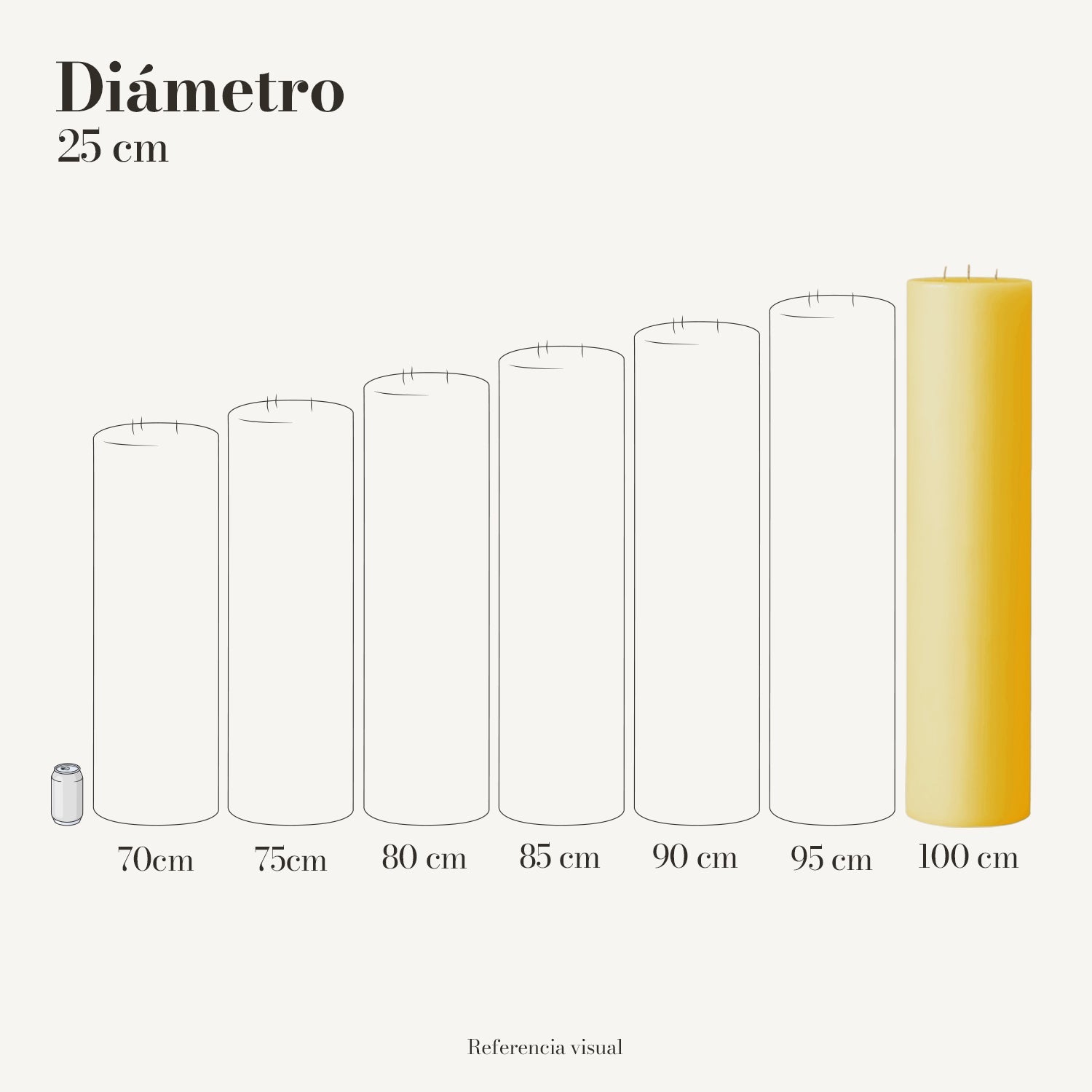 Cirio Amarillo Intenso 25 cm 100 cm