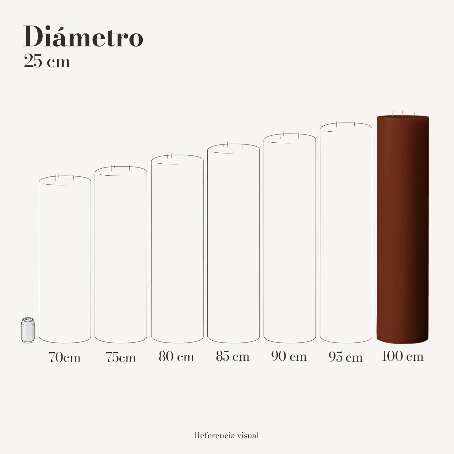 Cirio Café Oscuro 25 cm 100 cm