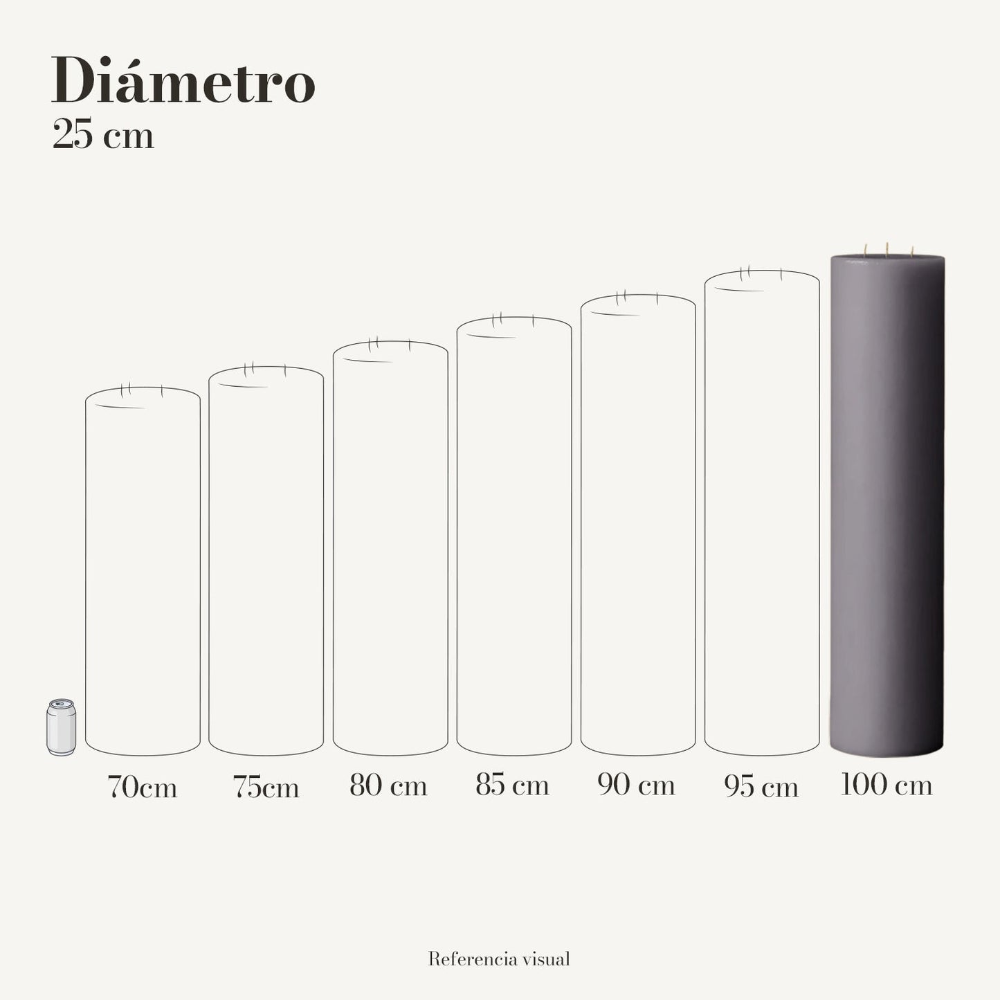 Cirio Gris 25 cm 100 cm