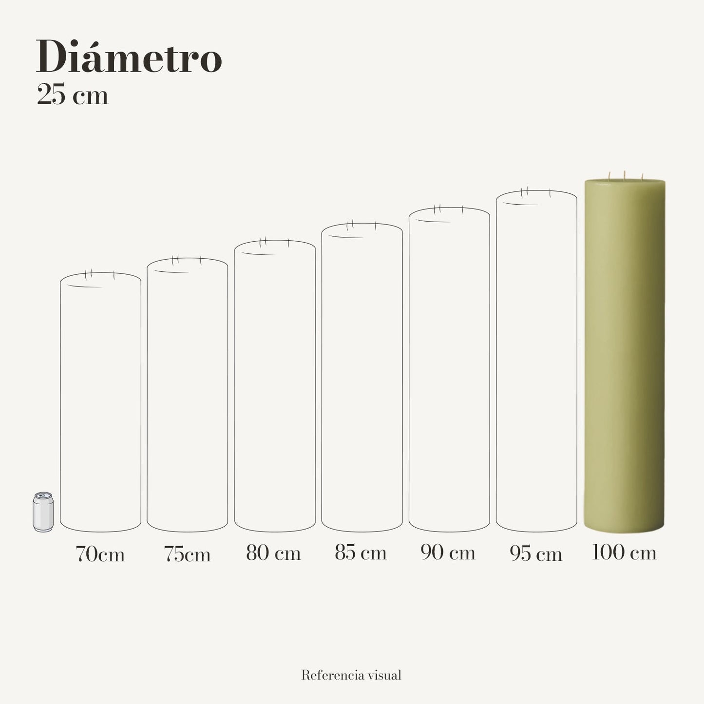 Cirio Verde Limón 25 cm 100 cm