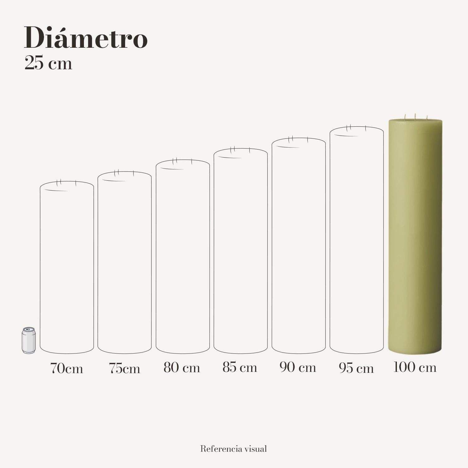 Cirio Verde Limón 25 cm 100 cm
