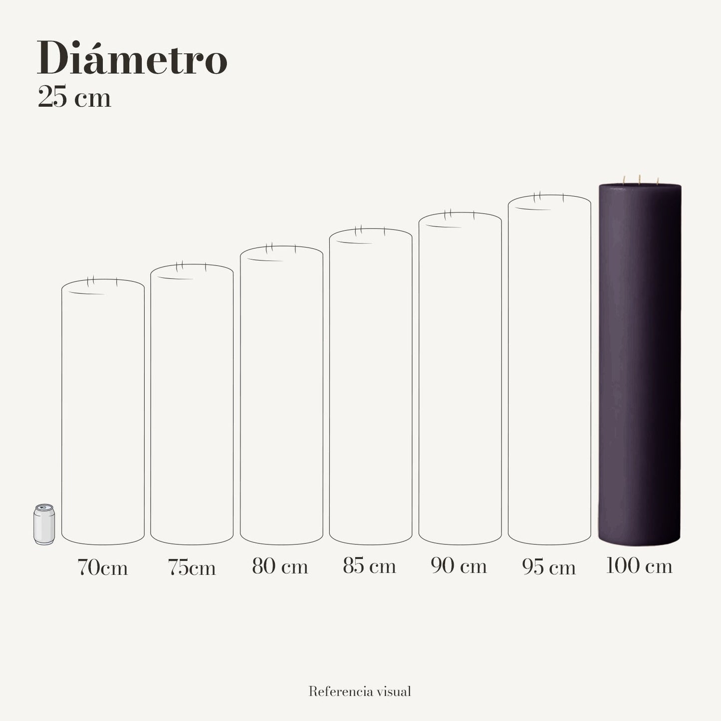 Cirio Morado Oscuro 25 cm 100 cm