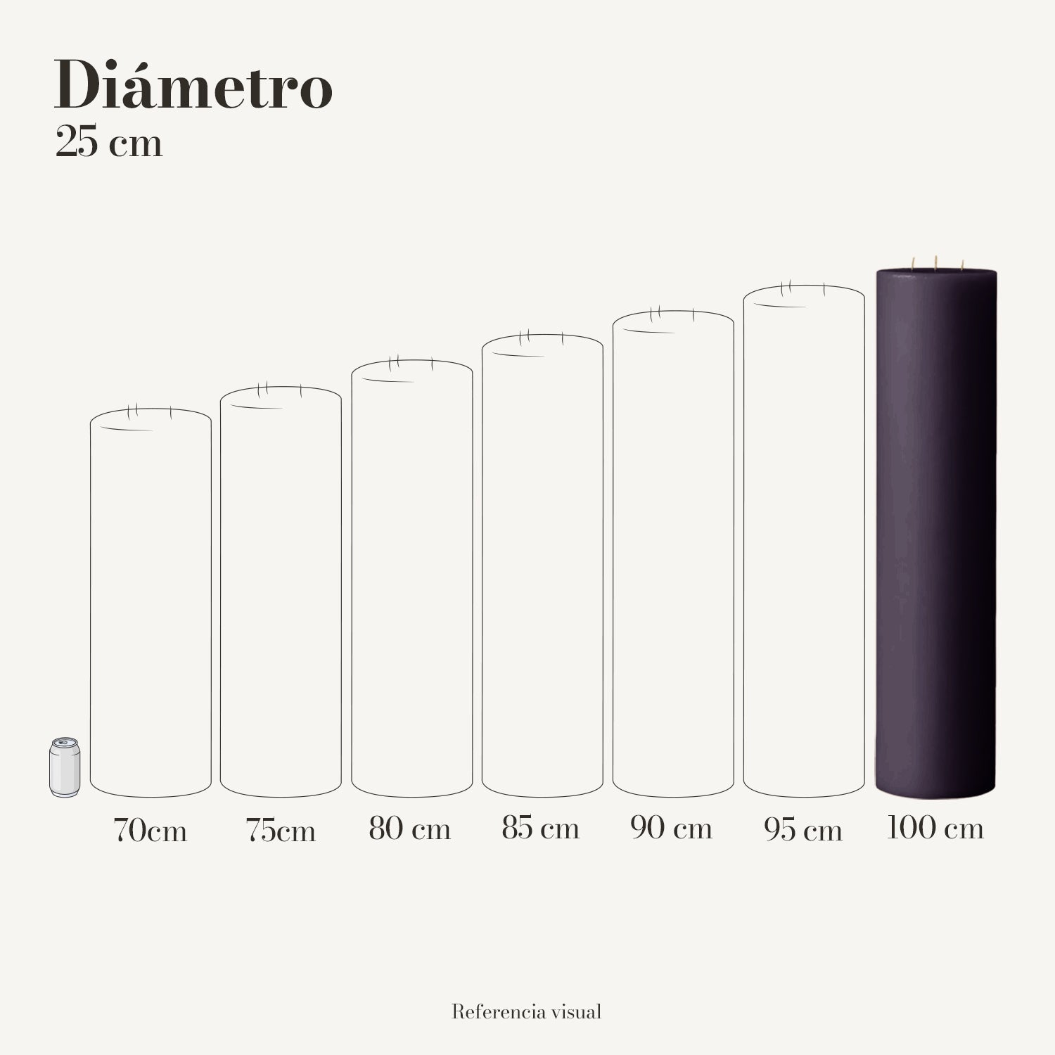 Cirio Morado Oscuro 25 cm 100 cm