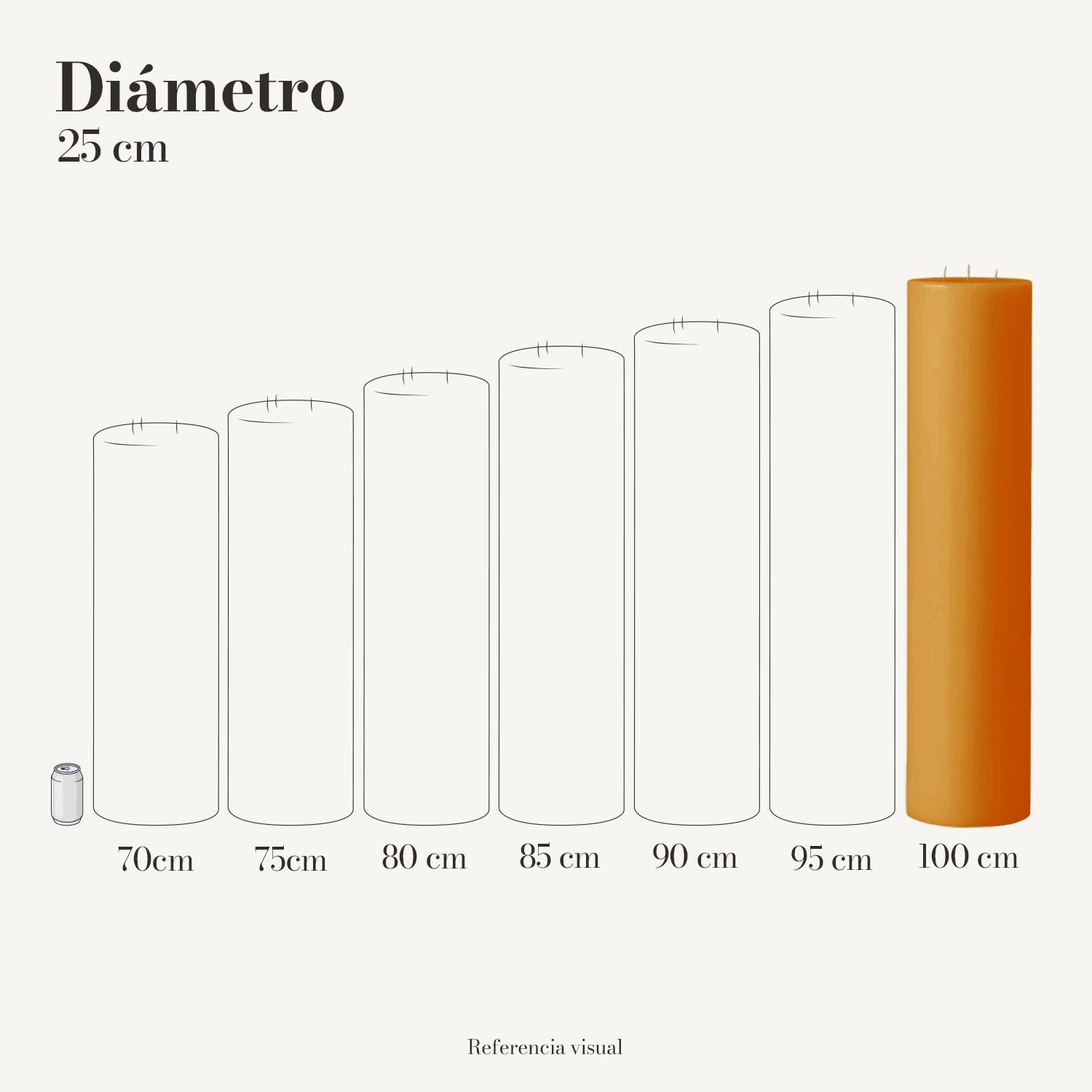 Cirio Naranja 25 cm 100 cm