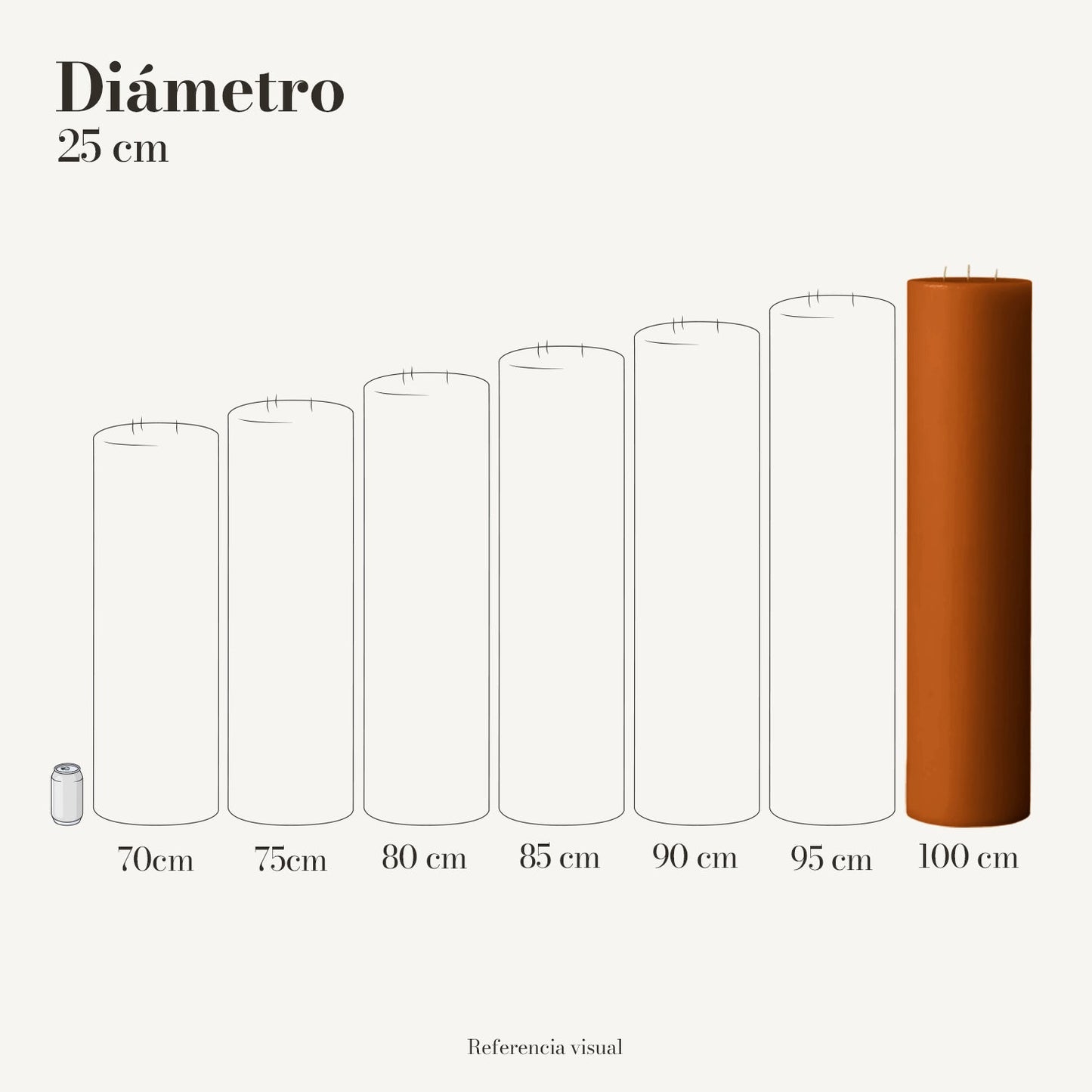 Cirio Naranja Ocre 25 cm 100 cm