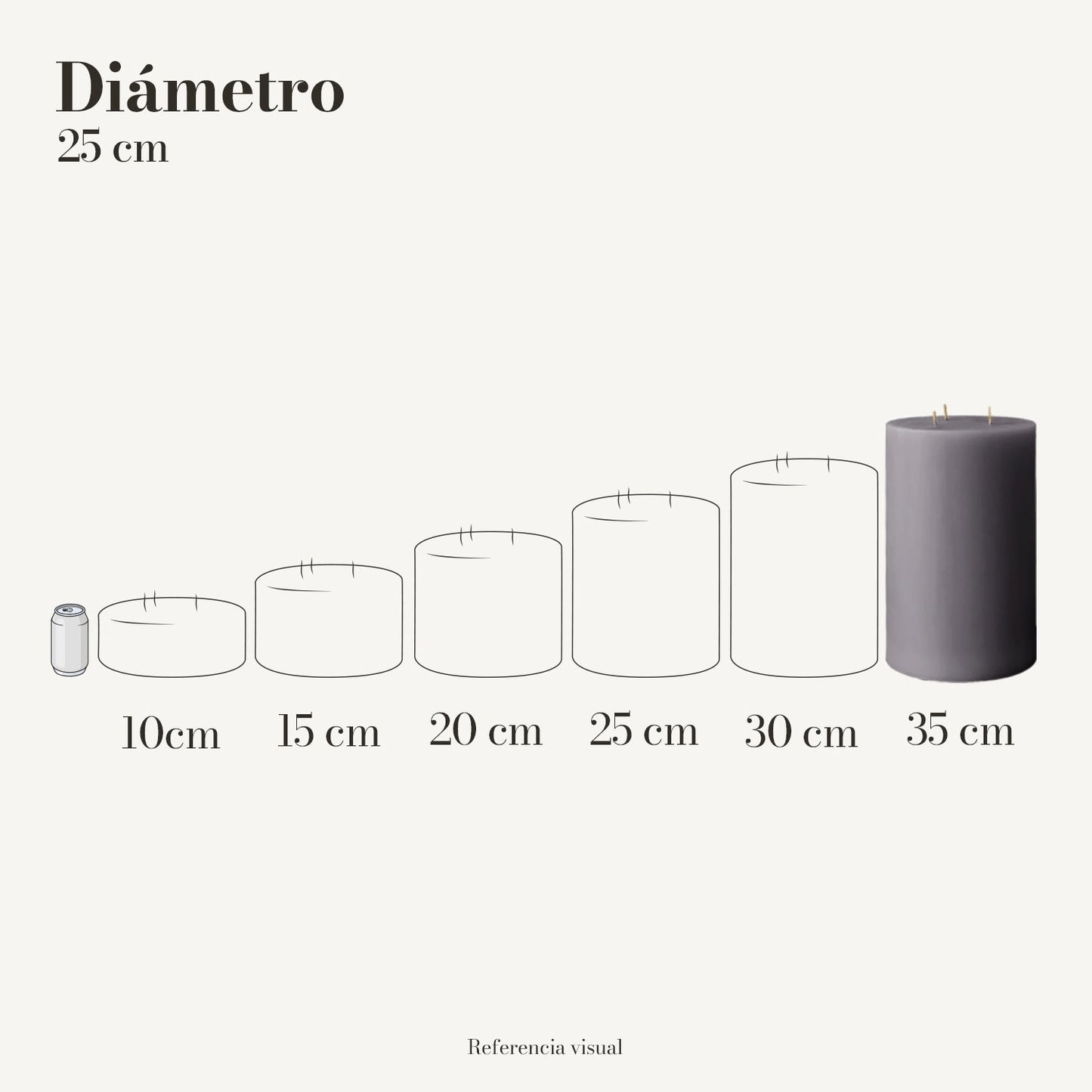 Cirio Gris 25 cm 35 cm
