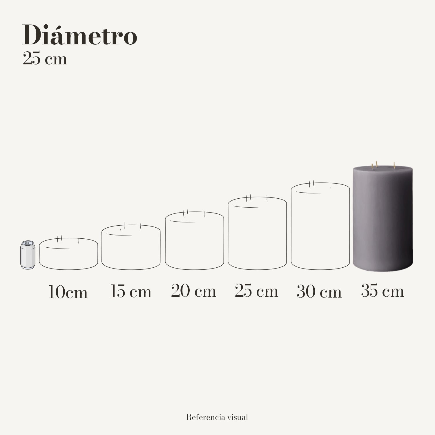 Cirio Gris 25 cm 35 cm
