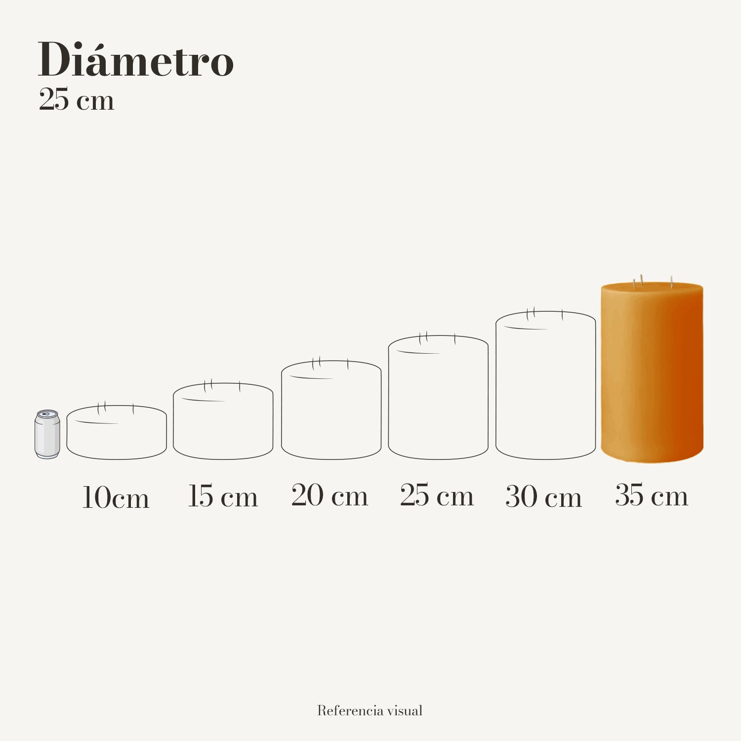 Cirio Naranja 25 cm 35 cm